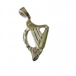 Silver Irish Harp Pendant with Connemara Marble