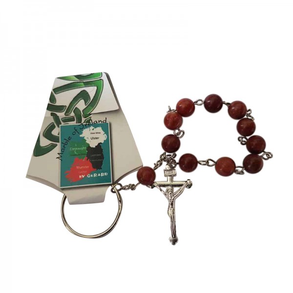 Single Decade Rosary - Cork Red Marble