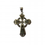 Silver Celtic Cross with Connemara Marble and Marcasite
