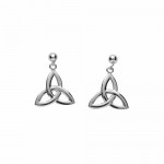Irish Silver Trinity Knot Drop Earrings - Small 