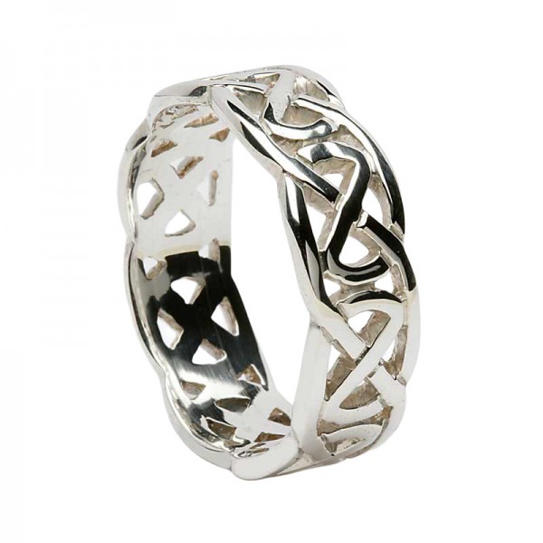 Irish Silver Celtic Knot Ring - Wide Band