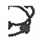 Connemara Marble Bead Necklace with Carved Shamrocks