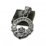 Claddagh Pendant Necklace Charm - Sterling Silver with CZ