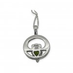 Silver Claddagh Necklace with Peridot CZ