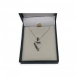 Sterling Silver Irish Harp Pendant with Marcasite Detail