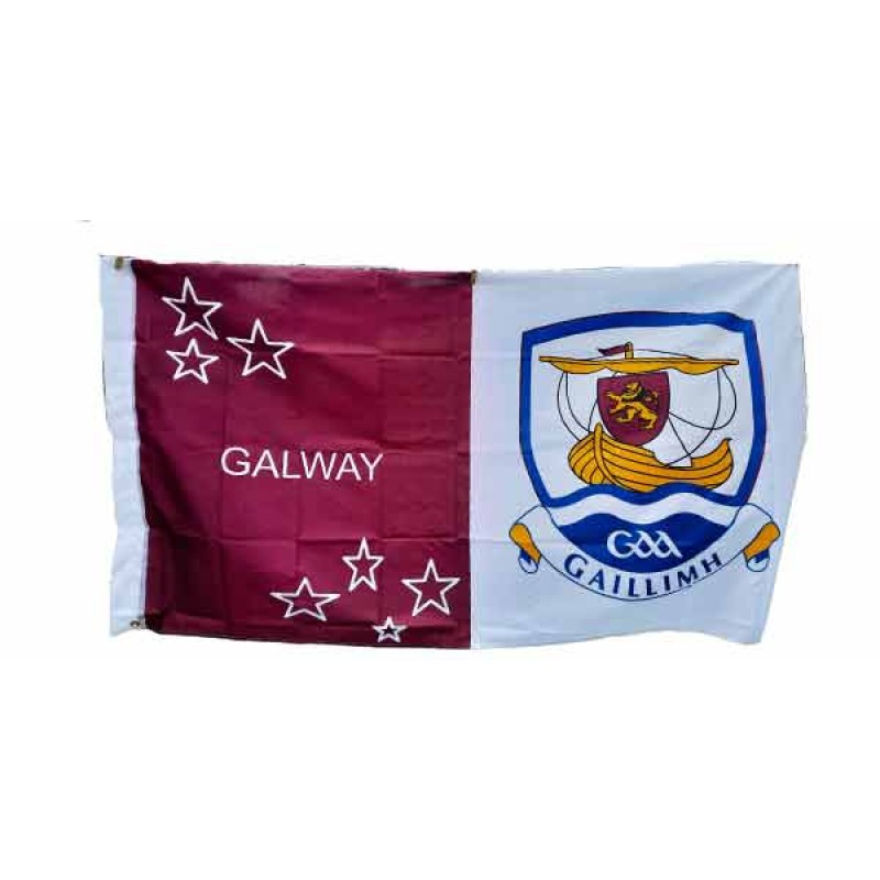 Galway GAA Official 5 x 3 FT Flag Large Crested Irish Gaelic Football Hurling 
