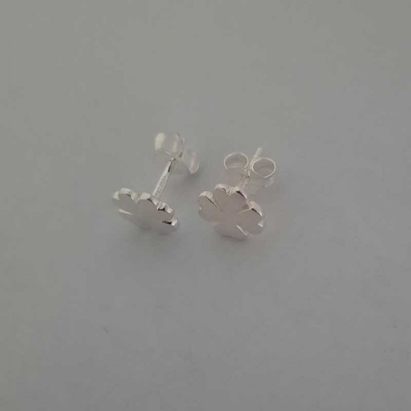 Silver Four Leaf Clover Stud Earrings - Small