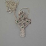 Silver Celtic Cross with Chain - Green Stone