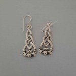 Sterling Silver Claddagh Drop Earrings with Celtic Knots - Size Medium