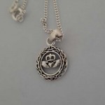 Silver Claddagh Pendant with Black Background - Small