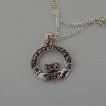 Silver Claddagh Pendant  with Marcasite