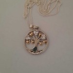 Tree of Life Silver Pendant - Two Tone with CZ Hearts