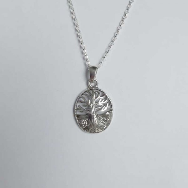 Tree of Life Oval Pendant - Sterling Silver 
