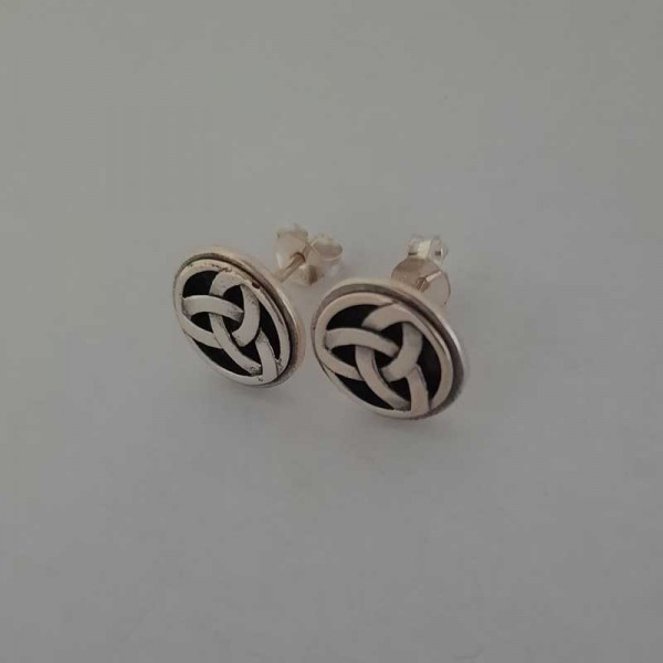 Silver Trinity Knot Stud Earrings - Medium