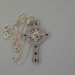 Silver Celtic Cross - Emerald CZ Stone