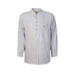 Cotton Grandfather Shirt - Blue with White Stripe - Made in Ireland
