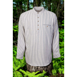 Cotton Grandfather Shirt - Blue with Cream Stripe - Made in Ireland