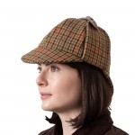 Deerstalker Sherlock Holmes Hat - Brown Houndstooth Tweed