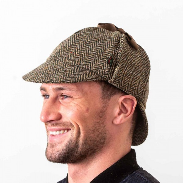 Deerstalker Sherlock Holmes Hat - Green Donegal Tweed