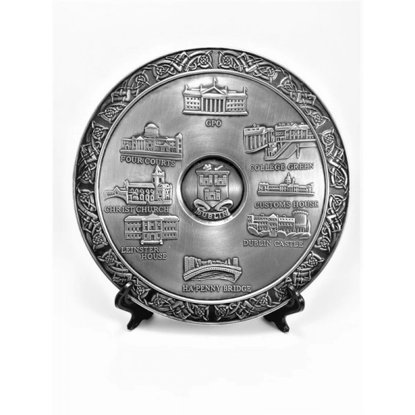 Pewter Plaque with Scenes of Dublin