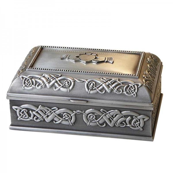 Pewter Jewellery Box - Claddagh - Large