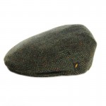 Donegal Tweed Flat Cap - Dark Green Herringbone