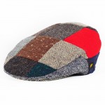 Donegal Tweed Flat Cap - Patchwork Red Patch