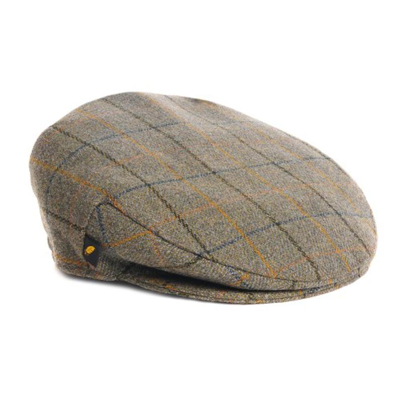 English Herringbone Derby Tweed Flat Cap with Teflon 