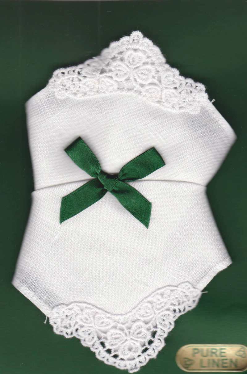 Women’s Irish Linen Handkerchiefs – Shamrock Lace 2 Pack - Baby & Christening Gifts - Image 1