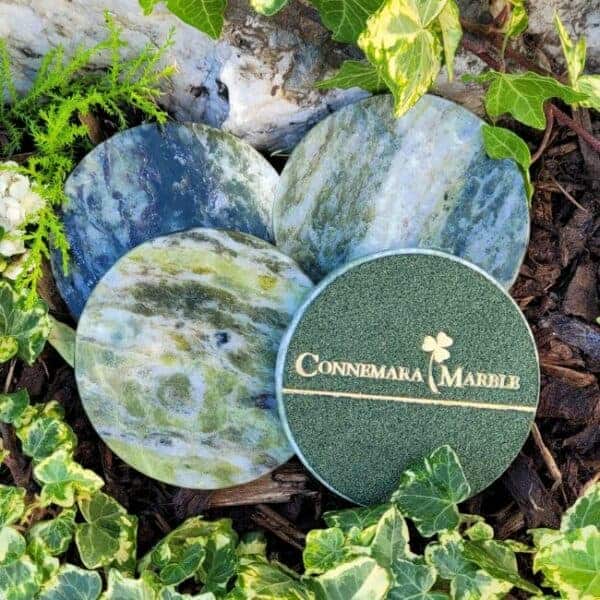 Connemara Marble Round Drinks Coaster – Handmade in Ireland - Connemara Marble - Image 1