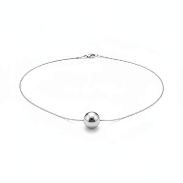 Sterling Silver 11mm Ball Bead Necklet on Snake Chain - Irish Gifts
